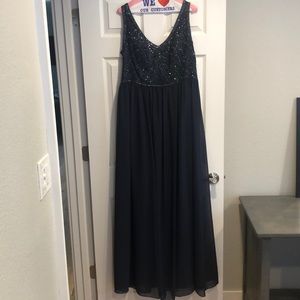 David’s Bridal Navy Blue Beaded Bridesmaid dress